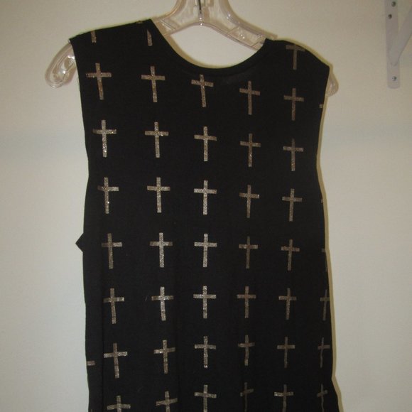 Women's Size S XXI Top with glittery gold crosses - Picture 5 of 16